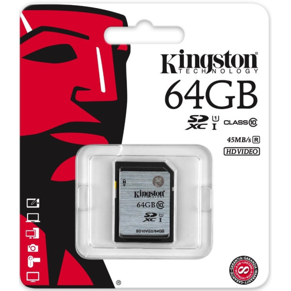 Карта пам'яті Kingston SDHC 64GB Class 10 UHS-I R45MB/s